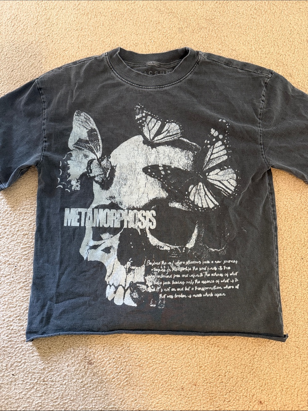 PacSun Black Skull & Butterfly Graphic Short Sleeve Tee